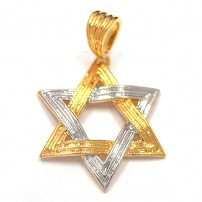 Gold Filled Textured Two Tone Star of David Pendant
